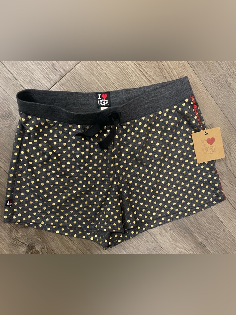 UGG Black Shorts with Gold Heart Print